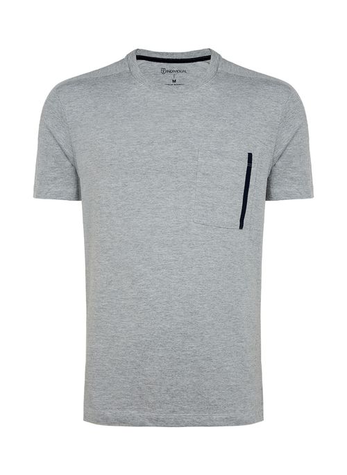 Camiseta Slim Bolso Com Detalhe Masculina Individual