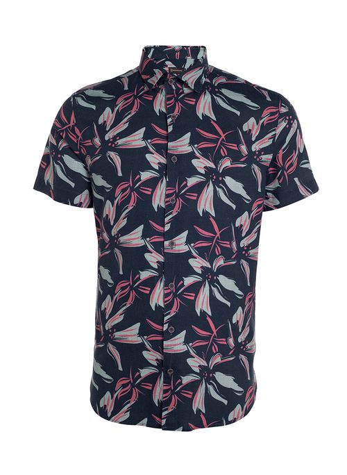 Camisa Slim Estampa Floral Masculina Individual