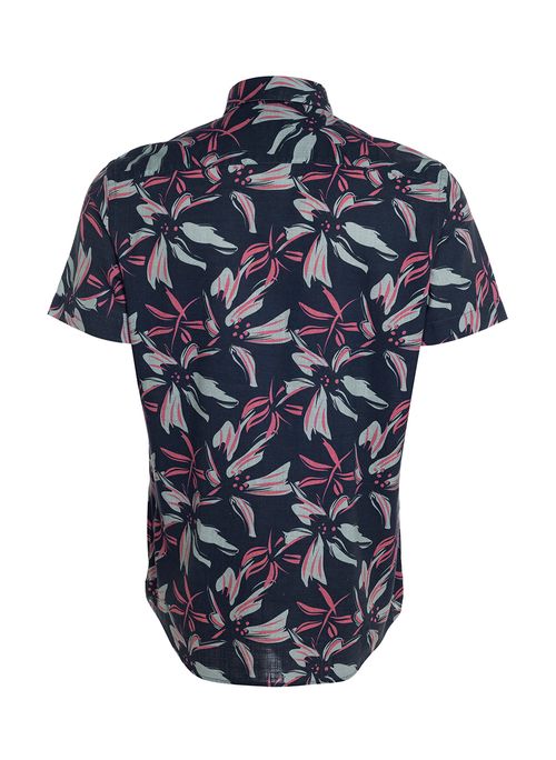 Camisa Slim Estampa Floral Masculina Individual