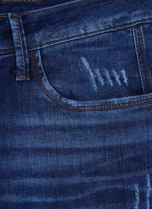 Calça Jeans Five Concept Puídos e Recorte Masculina Individual