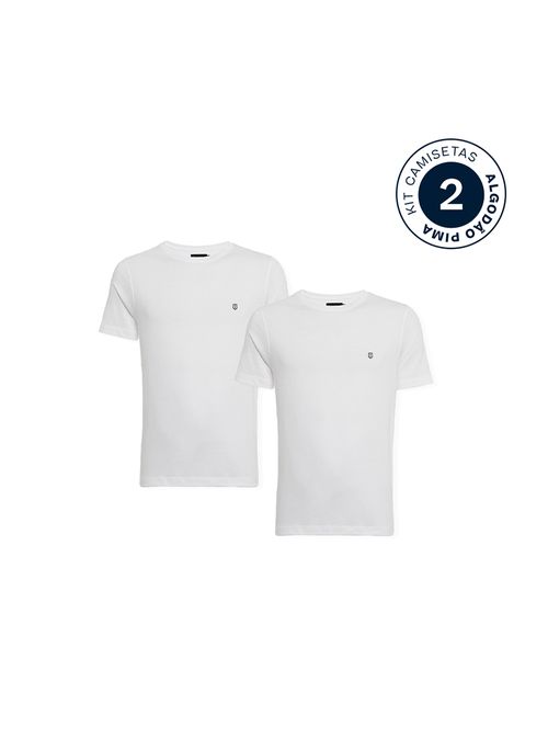 Kit 2 Camisetas Slim Pima  Brancas Masculina Individual