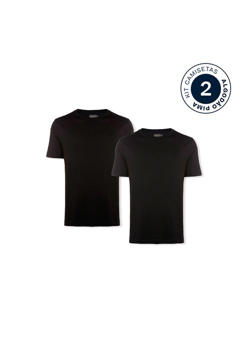 Kit 2 Camisetas Comfort Pima Pretas Masculina Individual