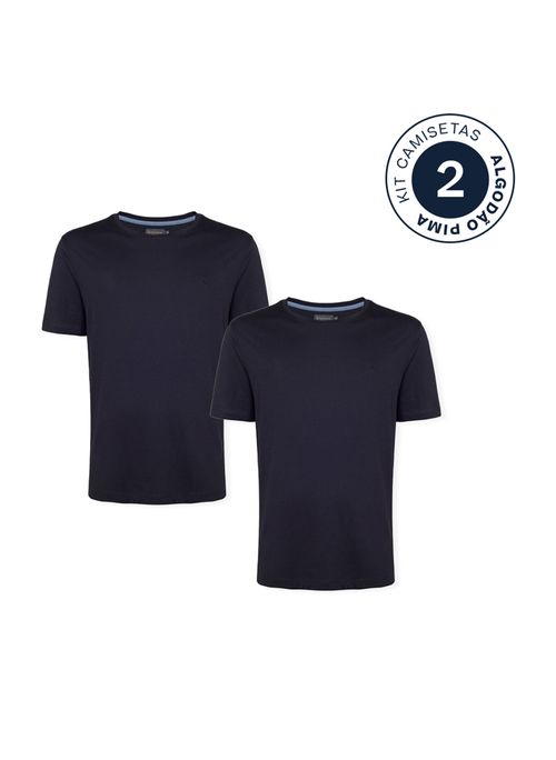 Kit 2 Camisetas Comfort Pima Azul Marinho Masculina Individual
