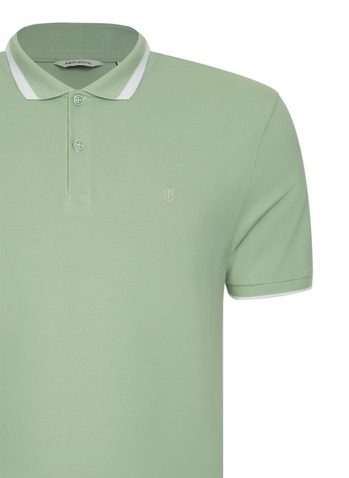 Polo Piquet Gola Jacquard Masculina Individual